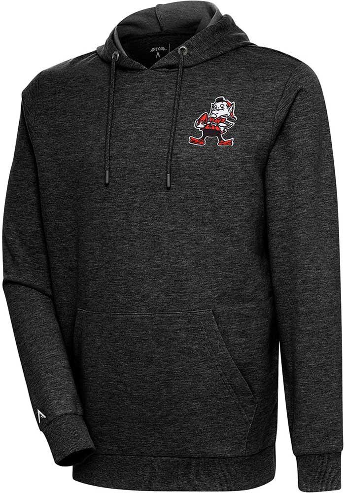 Antigua Cleveland Browns Black Strong Hold Long Sleeve Hoodie, Black, 100% POLYESTER, Size S, Rally House