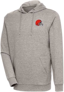 Antigua Cleveland Browns Mens Oatmeal Action Long Sleeve Hoodie