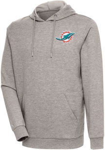Antigua Miami Dolphins Mens Oatmeal Action Long Sleeve Hoodie