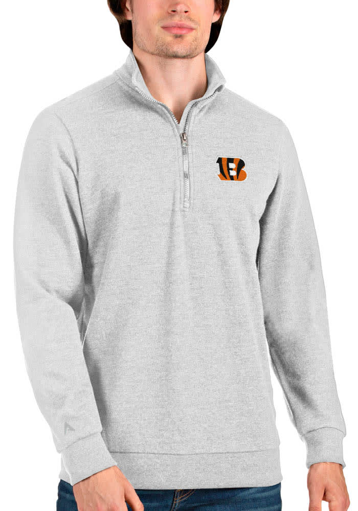 Men's Antigua White/Gray Cincinnati Bengals Pace Quarter-Zip