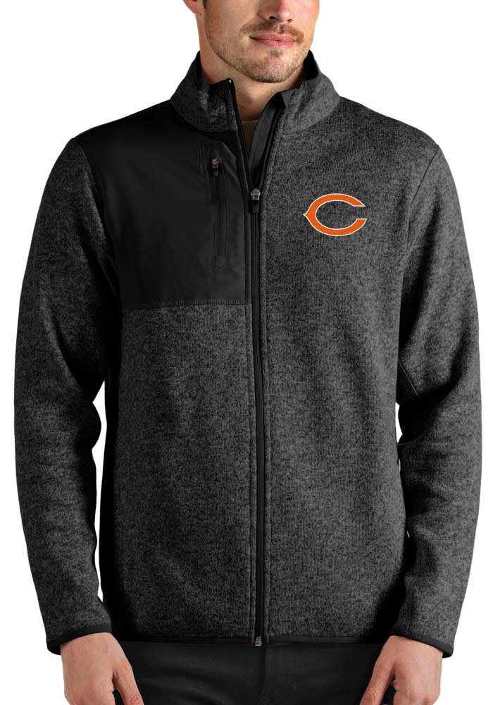 Antigua Chicago Bears Black Legacy Long Sleeve Full Zip Jacket, Black, 100% POLYESTER, Size XL, Rally House