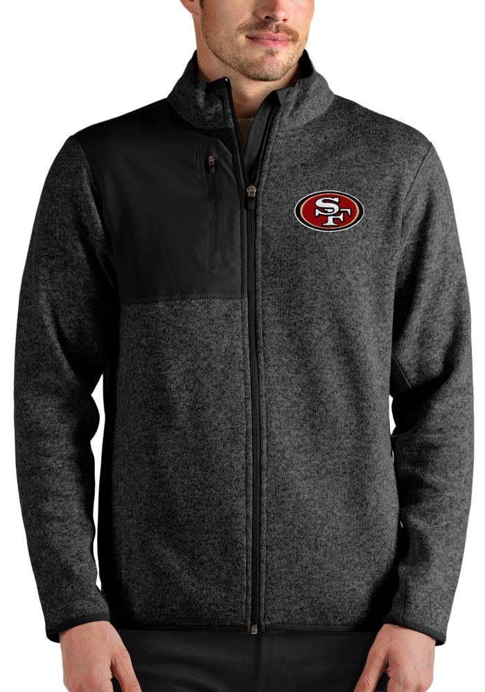 Antigua San Francisco 49ers Black Legacy Long Sleeve Full Zip Jacket, Black, 100% POLYESTER, Size M, Rally House