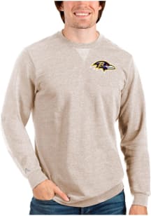 Antigua Baltimore Ravens Mens Oatmeal Reward Long Sleeve Crew Sweatshirt