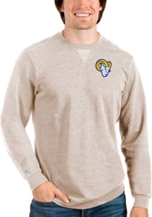 Antigua Los Angeles Rams Mens Oatmeal Reward Long Sleeve Crew Sweatshirt
