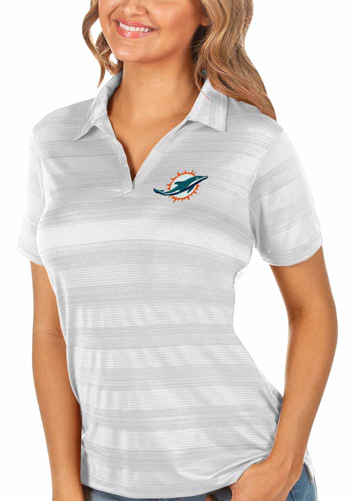 Miami Dolphins Antigua Compass Polo - White