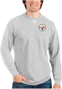 Antigua Pittsburgh Steelers Mens Grey Reward Long Sleeve Crew Sweatshirt
