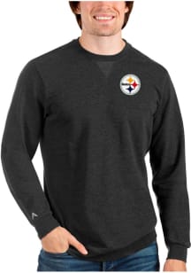 Antigua Pittsburgh Steelers Mens Black Reward Long Sleeve Crew Sweatshirt