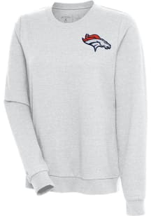 Antigua Denver Broncos Womens Grey Action Crew Sweatshirt