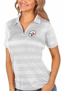 Antigua Pittsburgh Steelers Womens White Compass Short Sleeve Polo Shirt
