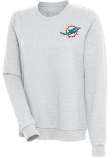Antigua Miami Dolphins Womens Grey Action Crew Sweatshirt