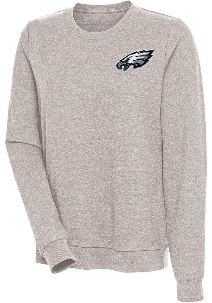 Philadelphia Eagles Womens Oatmeal Mainstream Long Sleeve Crew Sweatshirt