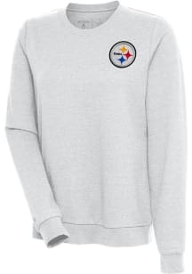 Antigua Pittsburgh Steelers Womens Grey Action Crew Sweatshirt
