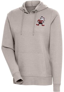 Antigua Cleveland Browns Womens Oatmeal Action Hooded Sweatshirt