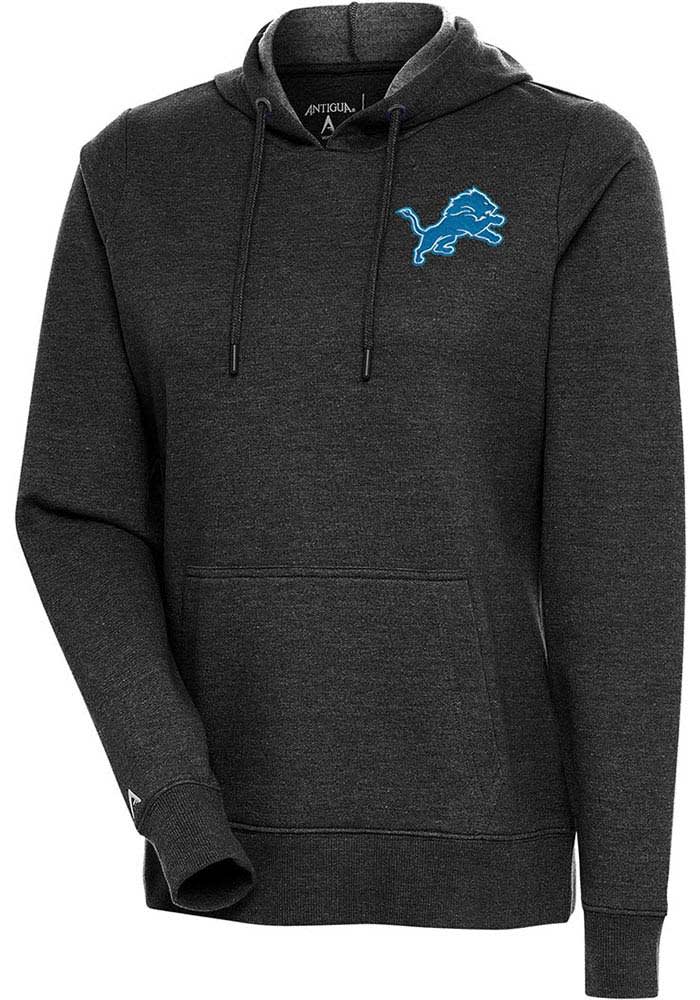 Women's Antigua Black Detroit Lions Victory Chenille Pullover Sweatshirt Size: Small