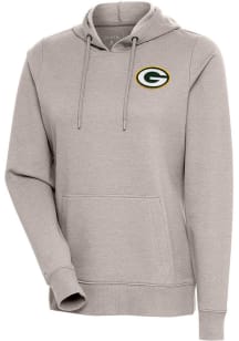 Antigua Green Bay Packers Womens Oatmeal Action Hooded Sweatshirt