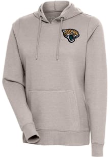 Antigua Jacksonville Jaguars Womens Oatmeal Action Hooded Sweatshirt