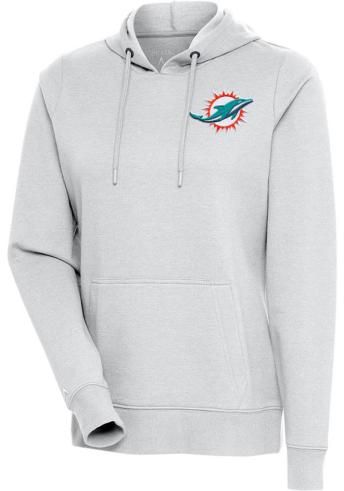 Women's Antigua Black Miami Dolphins Victory Chenille Pullover Sweatshirt Size: Medium