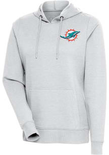 Antigua Miami Dolphins Womens Grey Action Hooded Sweatshirt