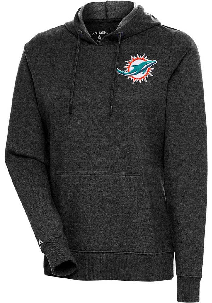 Men's Antigua Black Miami Dolphins Victory Pullover Hoodie Size: Medium