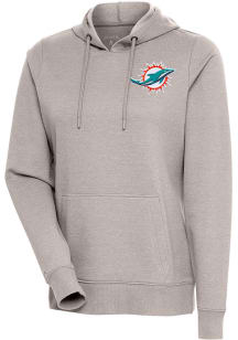 Antigua Miami Dolphins Womens Oatmeal Action Hooded Sweatshirt
