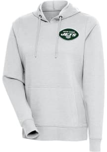 Antigua New York Jets Womens Grey Action Hooded Sweatshirt