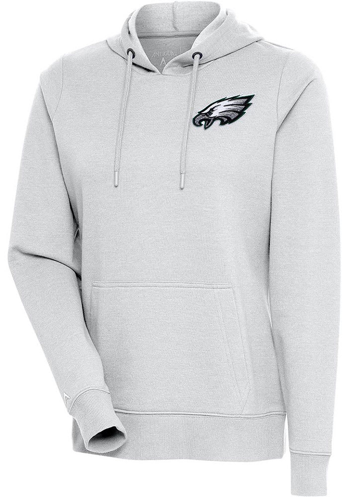 Antigua Philadelphia Eagles Grey Action Long Sleeve Hoodie, Grey, 55% Cotton / 45% POLYESTER, Size S, Rally House