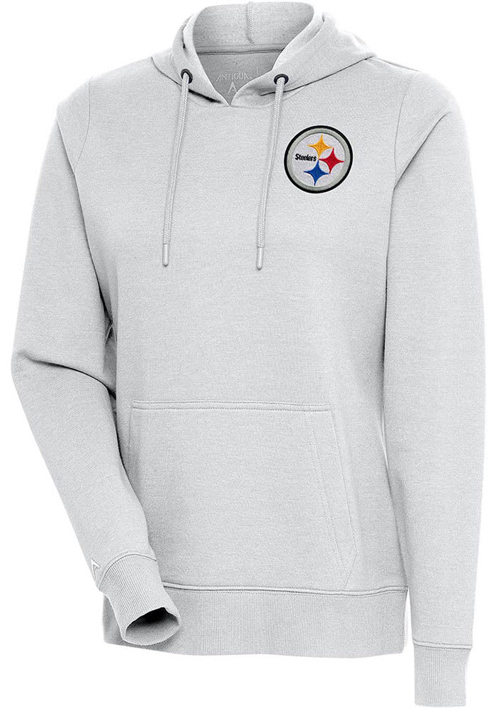 Antigua Pittsburgh Steelers Mens Grey Victory Long Sleeve Hoodie