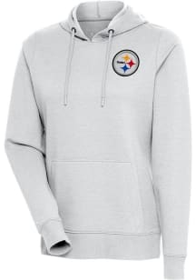 Antigua Pittsburgh Steelers Womens Grey Action Hooded Sweatshirt