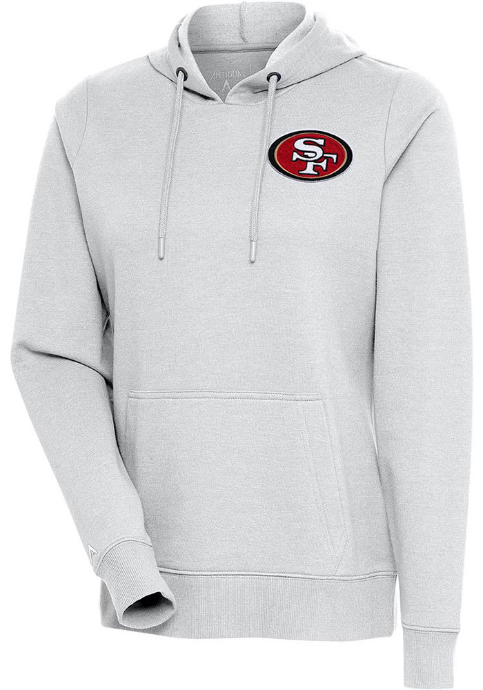 Antigua San Francisco 49ers Grey Strong Hold Long Sleeve Hoodie, Grey, 100% POLYESTER, Size 3XL, Rally House