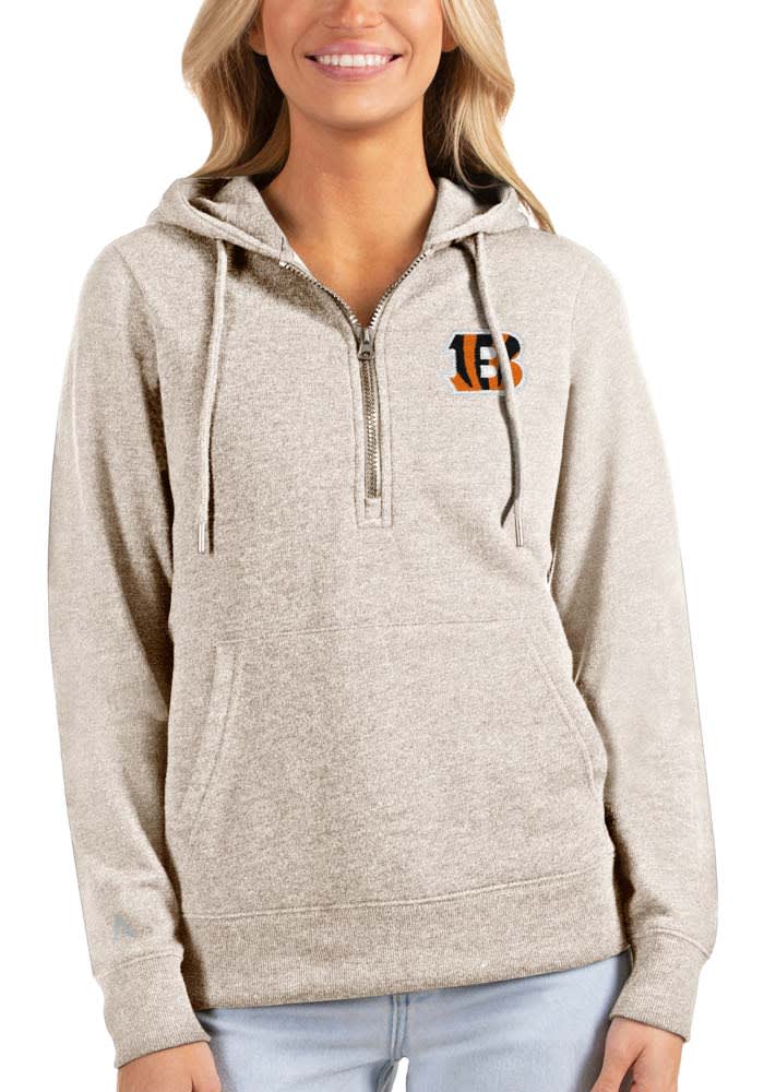 Antigua Cincinnati Bengals Women's Oatmeal Course Long Sleeve Full Zip Jacket, Oatmeal, 100% POLYESTER, Size XL, Rally House