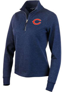 Antigua Chicago Bears Womens Navy Blue Action 1/4 Zip Pullover