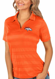 Antigua Denver Broncos Womens Orange Compass Short Sleeve Polo Shirt