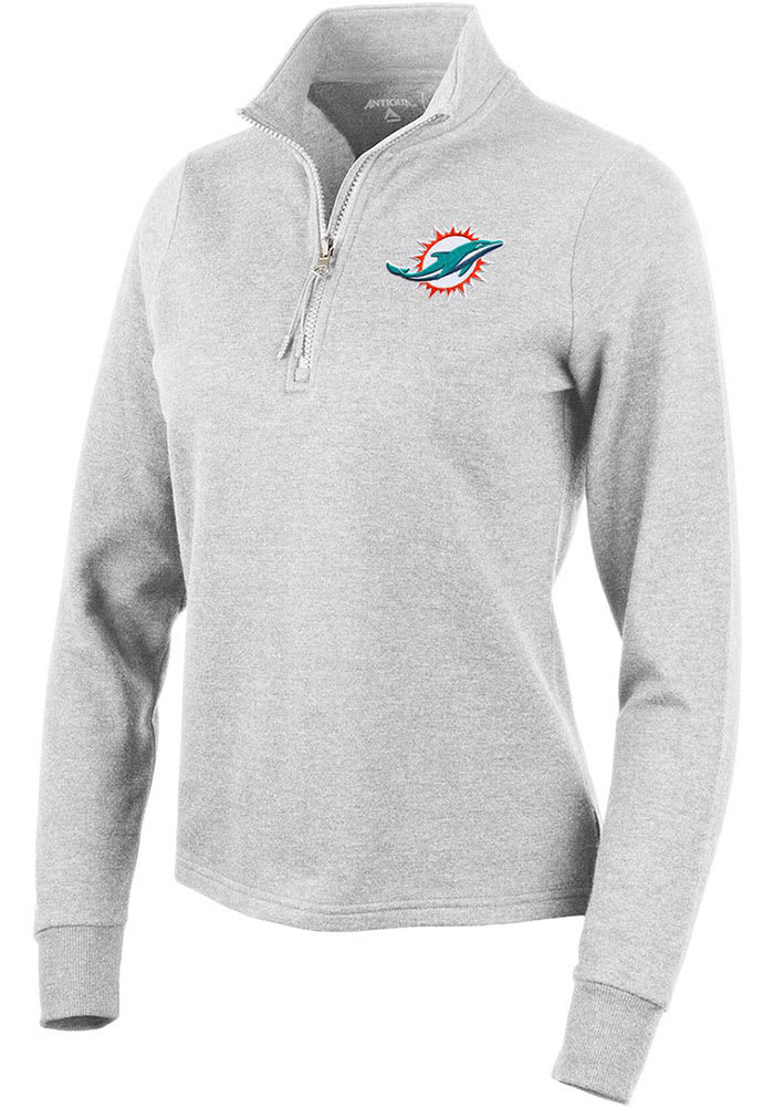 Antigua NFL Miami Dolphins Men's Fortune 1/4 Zip Pullover, Grey, Large