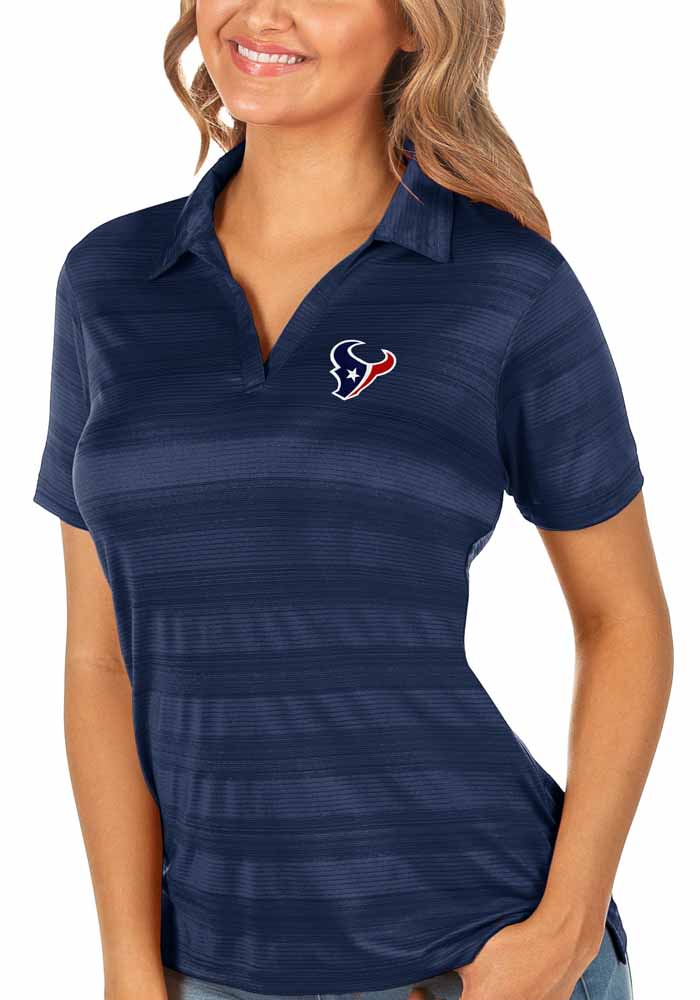 Antigua Houston Texans Womens Navy Blue Compass Short Sleeve Polo Shirt