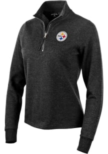 Antigua Pittsburgh Steelers Womens Black Action 1/4 Zip Pullover