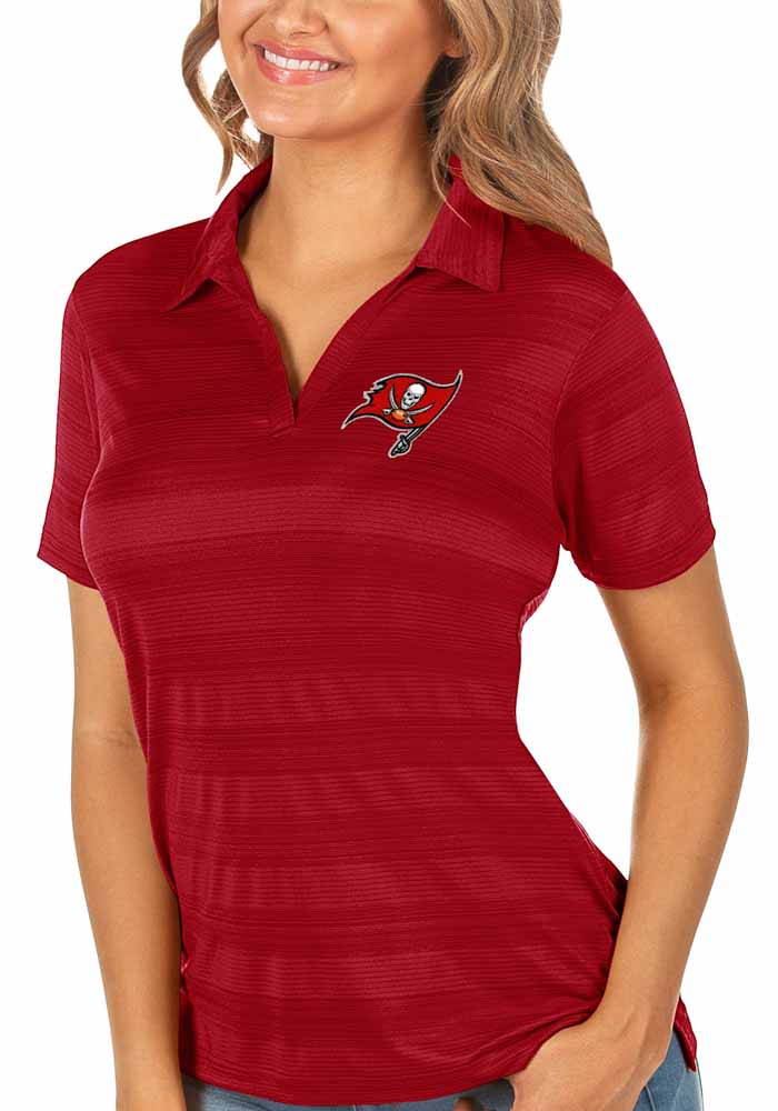 Antigua Tampa Bay Buccaneers Womens Red Compass Short Sleeve Polo Shirt