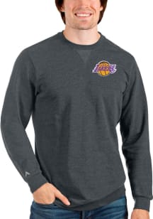 Antigua Los Angeles Lakers Mens Charcoal Reward Long Sleeve Crew Sweatshirt