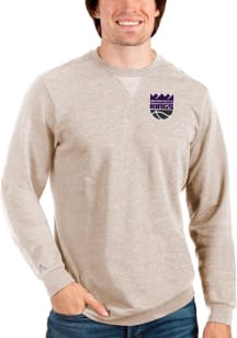 Antigua Sacramento Kings Mens Oatmeal Reward Long Sleeve Crew Sweatshirt