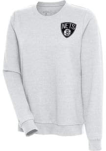 Antigua Brooklyn Nets Womens Grey Action Crew Sweatshirt