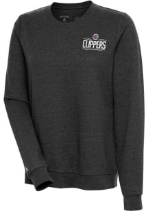 Antigua Los Angeles Clippers Womens Black Action Crew Sweatshirt