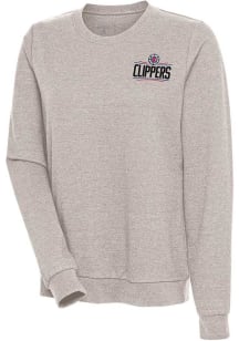 Antigua Los Angeles Clippers Womens Oatmeal Action Crew Sweatshirt