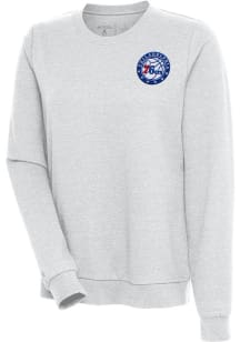 Antigua Philadelphia 76ers Womens Grey Action Crew Sweatshirt