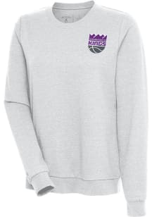 Antigua Sacramento Kings Womens Grey Action Crew Sweatshirt