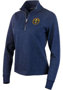 Antigua Denver Nuggets Womens Navy Blue Action 1/4 Zip Pullover