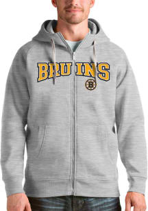 Antigua Boston Bruins Mens Grey Victory Full Long Sleeve Full Zip Jacket