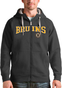 Antigua Boston Bruins Mens Charcoal Split Victory Long Sleeve Full Zip Jacket