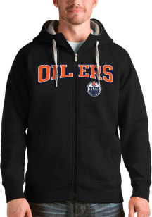 Antigua Edmonton Oilers Mens Black Split Victory Long Sleeve Full Zip Jacket