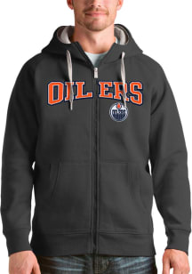 Antigua Edmonton Oilers Mens Charcoal Victory Full Long Sleeve Full Zip Jacket