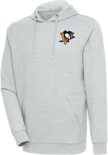 Antigua Pittsburgh Penguins Mens Grey Action Long Sleeve Hoodie