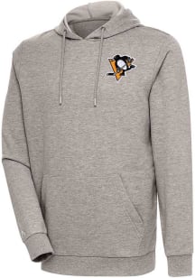 Antigua Pittsburgh Penguins Mens Oatmeal Action Long Sleeve Hoodie